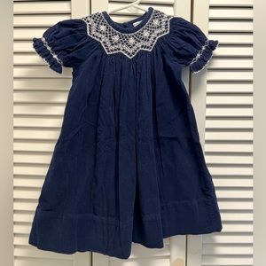 Navy blue smocked toddler dress